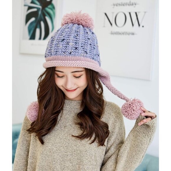 Women Lightgray Winter Peruvian Cover Ears Beanie Hat Ear Flaps Sherpa Snow main image 5